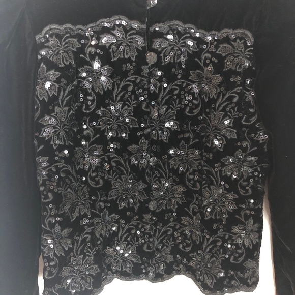 VINTAGE JESSICA MCCLINTOCK Black Sequin Jacket - Picture 3 of 9